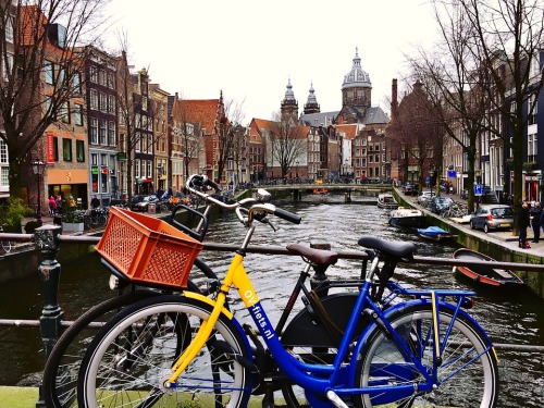 Netherlands Canal Bicycles Holland Bikes Amsterdam
